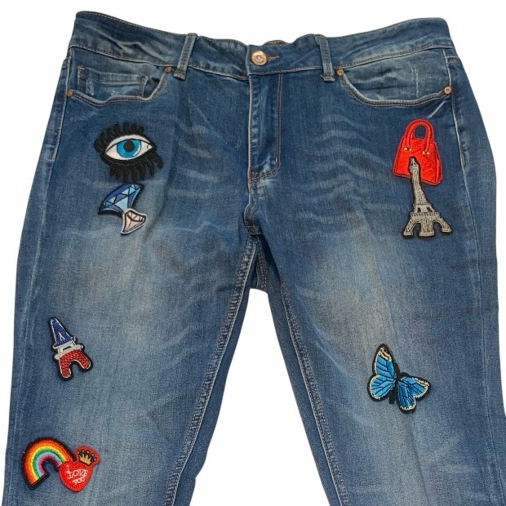 Rocks & Indigo Decorative Patch Patch Jeans Sz 12… - image 1